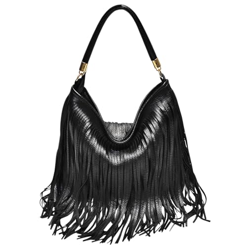 Bolso de hombro con flecos para mujer estilo retro miniatura 1