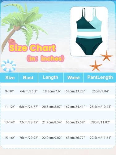 Image of Girl's 2 Piece Swimsuit Solid Spaghetti Strap Bikini Sets Beach Bathing Suit Swimwear for Teen Girls