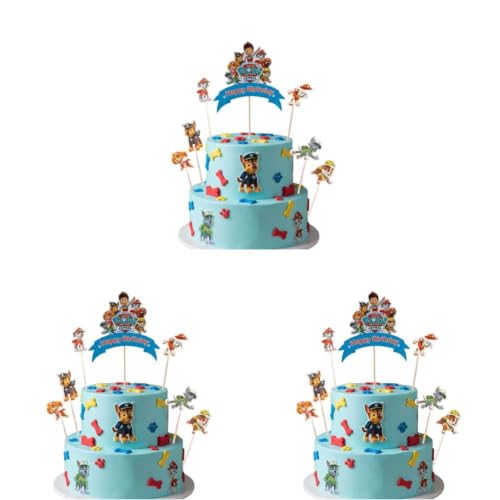 Image of Wanna Party Paw Theme Happy Birthday Cake Topper Set | Kids Cartoon Cake Decoration for Boys Birthday Decoration Items (Pack of 3)