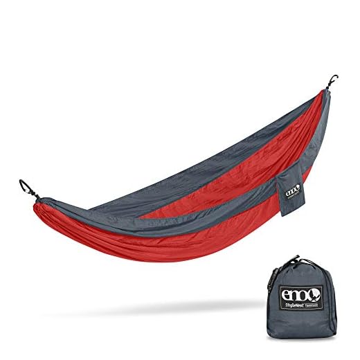 ENO, Eagles Nest Outfitters SingleNest Lightweight Camping Hammock, Red/Charcoal