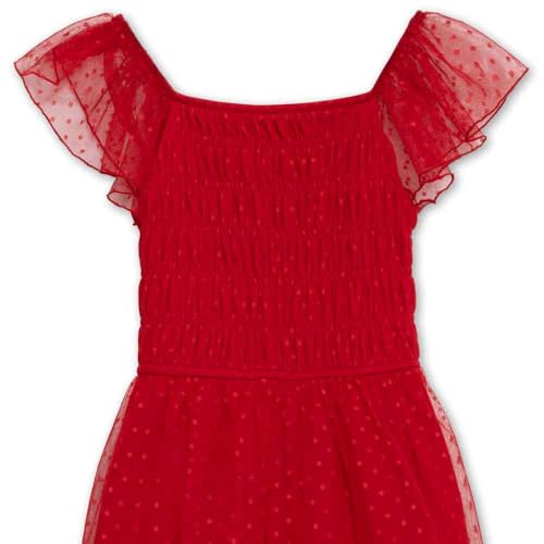 Speechless Girls' Flutter Sleeve Swiss Dot Smocked Bodice Midi Dress3