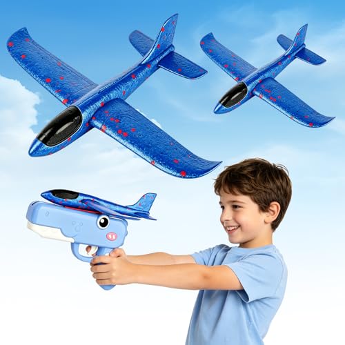 Yizemay Dinosaur Airplane Launcher Toy Aeroplane Glider Planes for Kids 1 Launcher with 2 Foam Glider Planes Outdoor Garden Aeroplane Toys Birthday Gift for Kids Boys Girls 3 4 5 6 7 8 Year Old.
