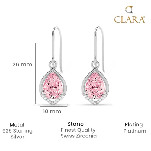 Image of Clara 925 Silver Jino Pink Solitaire Pendant Earrings Chain Ring for Women | Gift for Girl Girlfriend Wife | Rakhi Rakshabandhan Gift for Sister Bhabhi |Platinum Plated | Swiss Zirconia | Jewellery Set