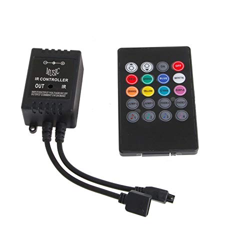Music Sound Activated Controller for 12V DC RGB LED Light Strip 20 Key Remote K4U3X, Dimmer