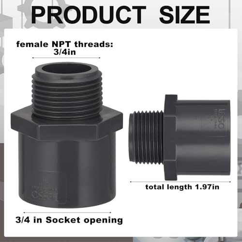 Image of 16 Pcs 3 /4 Inch PVC Pipe Fitting Male Adapter Schedule 80 Socket x Npt Compatible with 836 Series Heavy Duty Industrial Grade Corrosion Resistant Plumbing Irrigation Connector for Water