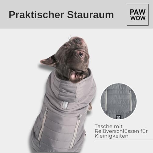 PAW WOW IMMI Hundejacke | Hundemantel | Jacke für kleine, mittelgroße und große Hunde für kalte Tage (Grau, L)
