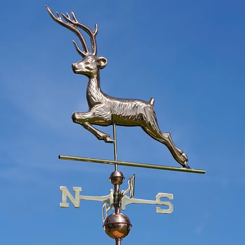 Wetterfahne aus Kupfer mit Tiermotiv – poliert & lackiert – glänzende Ausführung in verschiedenen Designs (Fuchs, Hirsch, Hund, Kuh, Fisch) (Motiv Hirsch (Kupfer poliert)) Wetterfahne aus Kupfer mit Tiermotiv – poliert & lackiert – glänzende Ausführung in verschiedenen Designs (Fuchs, Hirsch, Hund, Kuh, Fisch) (Motiv Hirsch (Kupfer poliert))