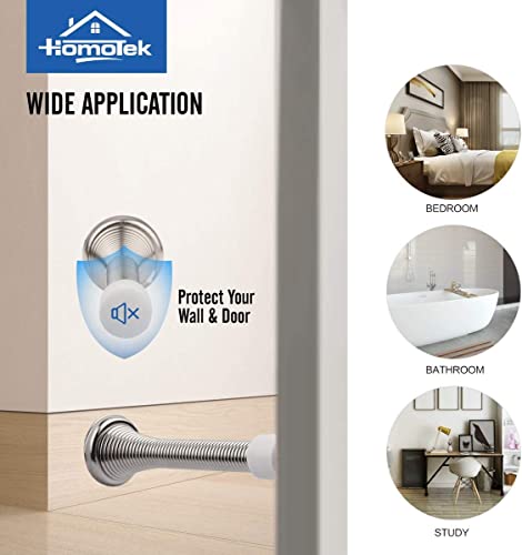 image for HOMOTEK 1 Pack Spring Door Stopper with Rubber Bumper Satin Nickel 3-1