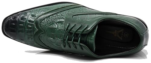 Image of ODN Men's Alligator Crocodile Print Oxfords Fashion Lace Up Dress Shoes