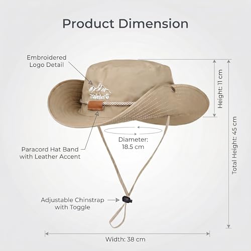 Image of Kraptick Wide Brim Sun Hat for Men - UV Protection Safari Cap for Trekking, Fishing, Hiking & Outdoor Adventures - Breathable Boonie Hat with Adjustable Chin Strap