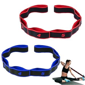2PCS Yoga Strap, Stretch Bands for Exercise & Yoga Straps for Stretching, 90 x 4 cm, Stretching Strap & Yoga Mat Strap Compatible, Ideal for Yoga and Pre-Workout Flexibility(Red,Blue)