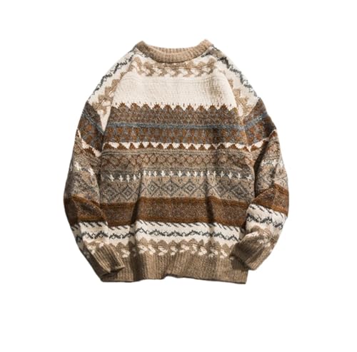 Mens Grandpa Sweater Vintage Aesthetic Knit Striped Casual Long Sleeve Pullovers Y2k Grunge Streetwear