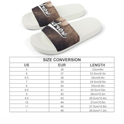 Custom Sports Slides Personalized Slippers - Baseball Sandals Quick Drying Softball Slippers Indoor Outdoor,Gifts for Men Youth Boy (White,Style 24)2