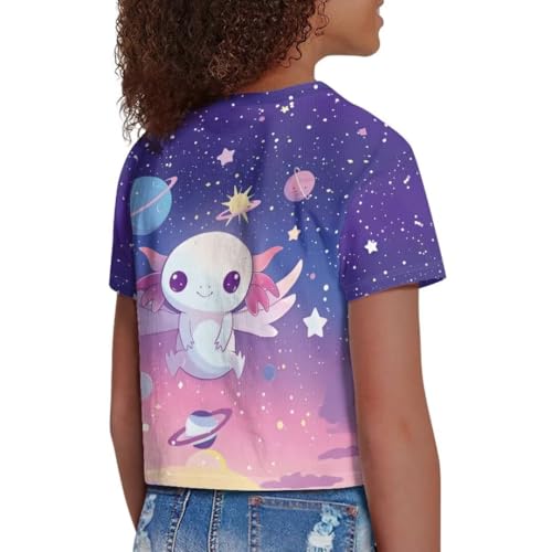 Image of Girl Crop Top Shirts for Summer Cute T Shirts Short Sleeve Tees for Kids 5-16