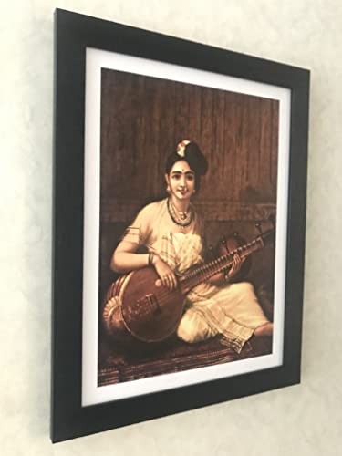 Image of Adventures� *Musicians- Malbar Lady & Kadambari*- Two Paintings by Raja Ravi Varma, Set of 2 Wall D�cor Frames. Matt Satin Print with MDF & 1 inchPS Black Frame. Size 14 inchx18 inch each.