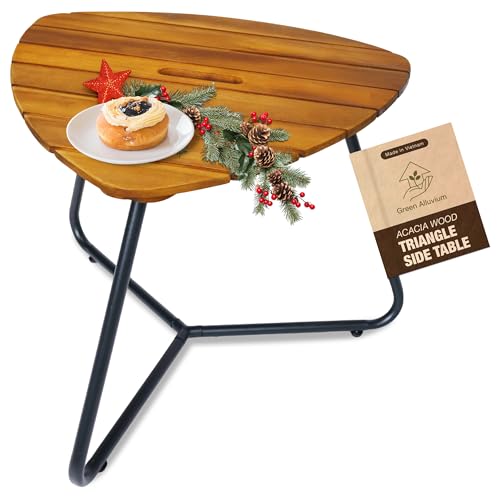 Portable Adirondack Side Table 15'H - Wood & Metal Patio Table for Indoor & Outdoor Use - Small Outdoor End Table for Picnic, Camping, Adirondack Chair, Great Father's Day Gift | Golden Teak Finish