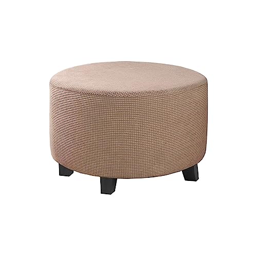 XGANGM Stretch Ottoman Covers Slipcover Round Extra Large/Large/Small Jacquard Round Ottoman Slipcover Storage Pouf Ottoman Footstool Furniture Protector Cover,G,1Medium