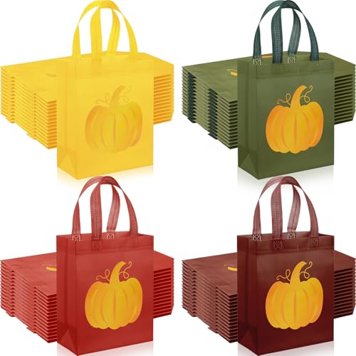 Woanger 60 Pcs Fall Theme Gift Bags Bulk Autumn Pumpkin