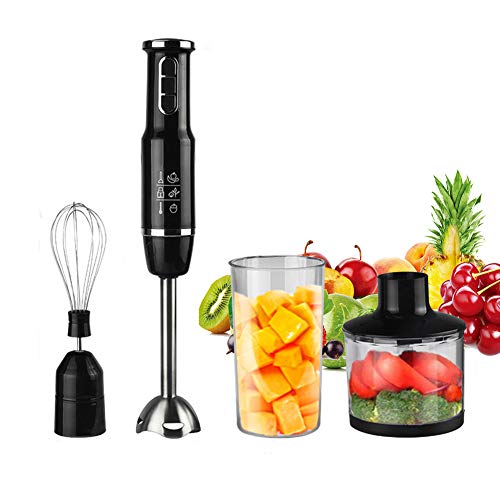 Tragbarer Mixer, 4-in-1-stabmixer Stick leistungsstarker, geräuscharmer großer 800-ml-becher, Edelstahl-schneebesen und