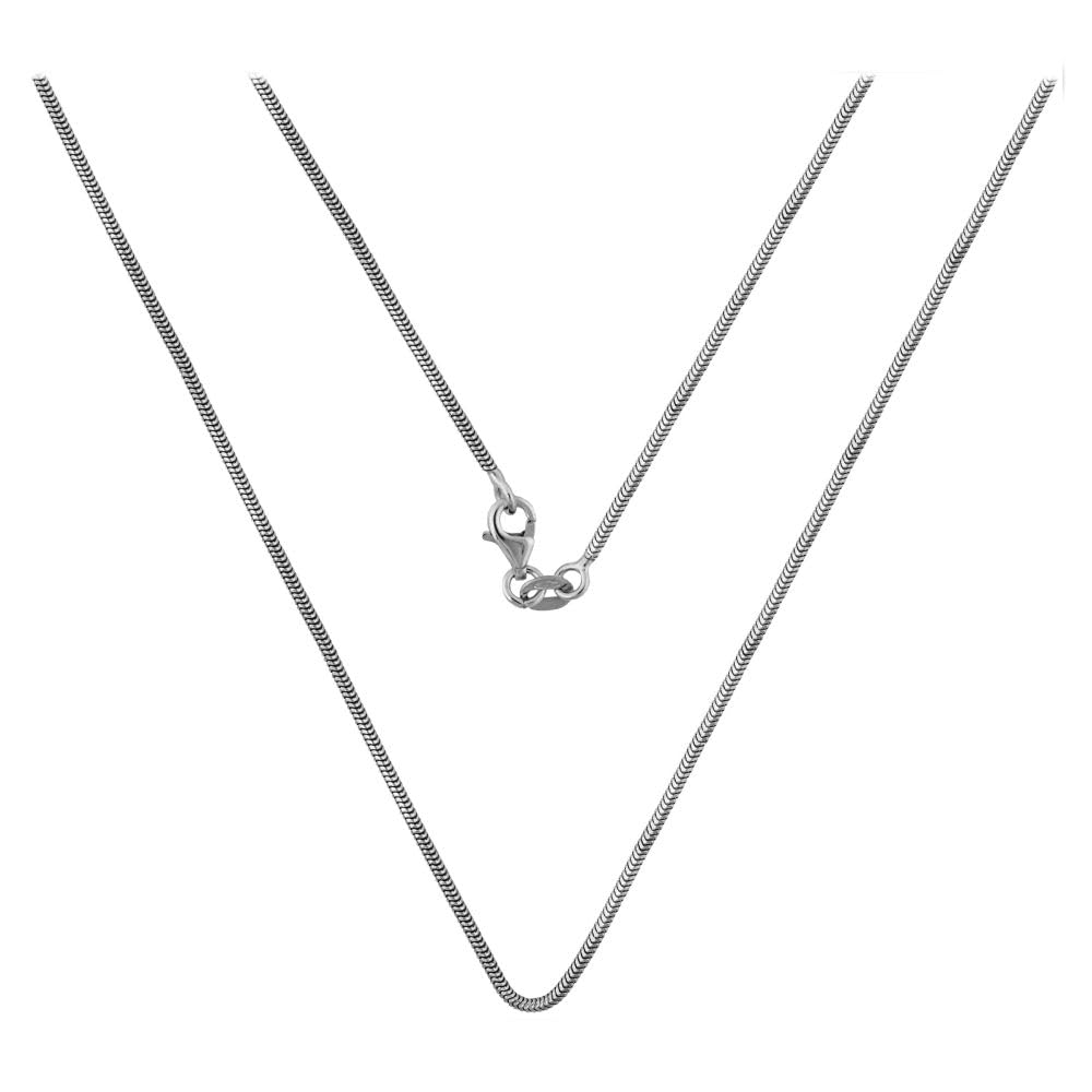 925 Sterling Silber Rhodinierte Schlangenketten-Halskette 1,5mm - 45 cm, eleganter Damenhalsreif aus 925 Silber, fein rhodiniert, moderne Design für jeden Anlass
