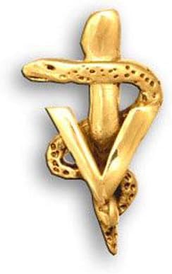 14k Gold Veterinary Caduceus Tie Tack - Vet Symbol Lapel Pin - Handcrafted Veterinary Jewelry for Men and Women
