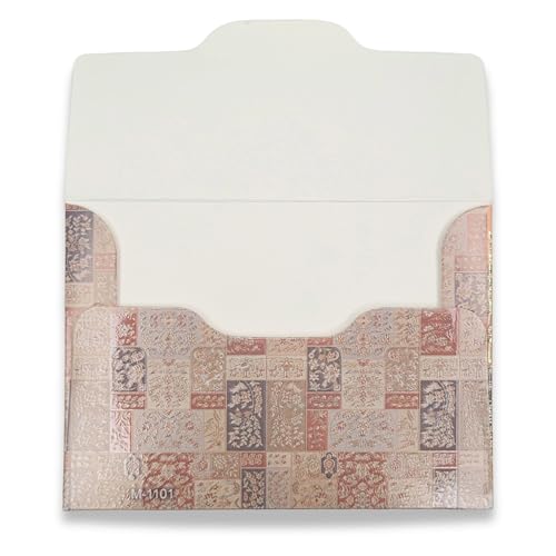 Image of Fonsie cash shagun Pocket small size (4.53 * 3.35 inches) fancy design envelopes pack of 70 for gifting money on wedding gift, baby shower gift, shagun, family gatherings, Peacock brown..