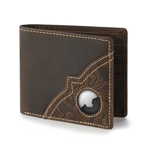 Wrangler Men's Wallet with AirTag Holder, Slim RFID Blocking, Genuine Leather, 11-22 Card Bifold