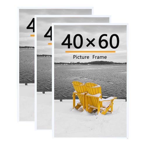 Baoee 3 Pack 40x60 Bilderrahmen 40x60 Bilderrahmen Weiß für Fotogalerie - Einschubstreifen horizontale oder vertikale Wandmontage
