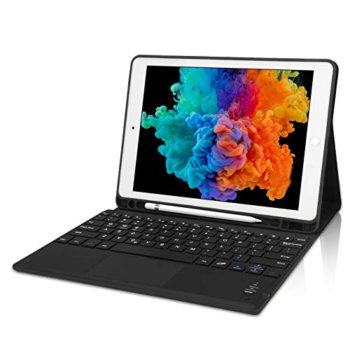 iPad 10.2 Keyboard Case with TouchPad,iPad 8th Gen Keyboard Case for iPad 10.2 8th Gen 2020/7th Gen 2019/iPad 10.5 2017/iPad Air 3, IVEOPPE Detachable Keyboard Smart Case with Pencil Holder (Black)