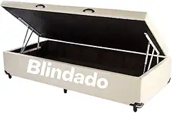 Cama Box Baú Solteirão Blindado 96x203x42 - Super Reforçada (Courino Cinza)