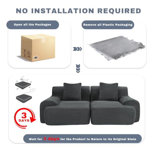 Image of Loveseat Modular Sectional Sofa, Modern 2 Seat Couch with Deep Seat