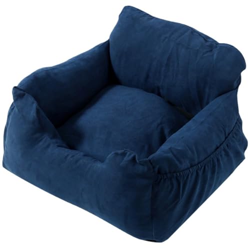 ペット用 ドライブシート 犬 猫用 ベッド ペットソファ キャリーバッグ 飛び出し防止リード&フック付 清潔 通気 ボックス 水洗い車用ペットシート カー用品 助手席用 滑り止め 汚れに強い 水洗い可能 車載用 (ブルー)