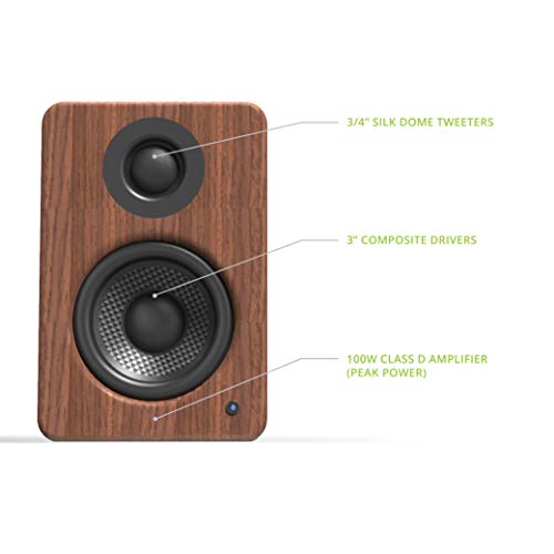 Kanto Yu2 Pc Gaming Desktop Speakers | 3" Composite Drivers | 3/4" Silk Dome Tweeter | Class D Amplifier | 100 Watts | Built-In Usb Dac | Subwoofer Output | Pair | Walnut #TOP1