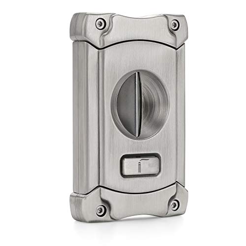 Citree Cigar Cutter, Stainless Steel V-Cut Cigar Cutter With Build-In Cigar Puncher, Attractive Gift Box (Silver) #TOP1