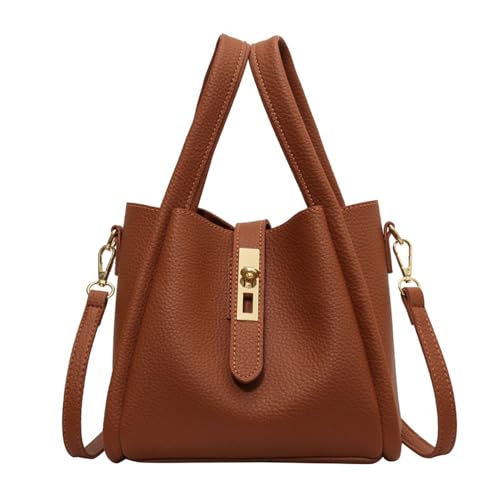 Genuine Leather Bucket Bag for Women with Zipper Closure Handbag Adjustable Shoulder Strap Crossbody Bag Stylish Shoulder Bag