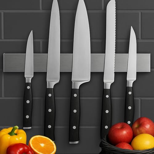INFERNO 12-Inch Heavy-Duty Magnetic Knife Strip (Self-Adhesive No-Drill Wall Mount Kitchen Utensil & Scissor Holder Bar)