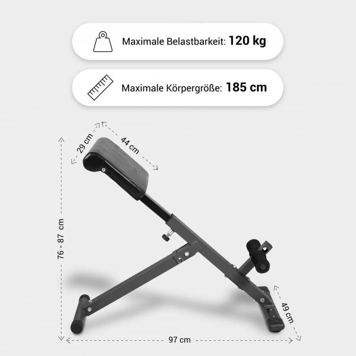 Generisch 9010051 Premium Rückenstrecker Rückentrainer verstellbar Hyperextension Bauch Rückenmuskulatur Fitness Studio Kraftsport für Frauen und Männer