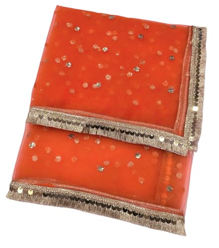 Image of Navti Creations Women's Lightweight Net Dupatta With Sequence Embroidery & Kiran Border (Length 2.25m)