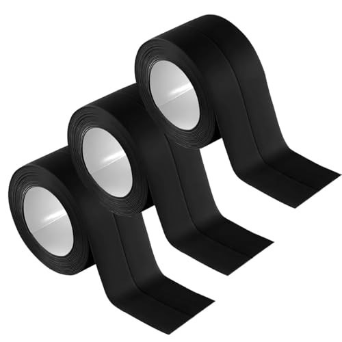 Image of 3 Rolls Self-Adhesive Caulk Tape - Waterproof Peel and Stick Sealing Strip (1.5 inchx10.5 Ft, Black) for Bathtub, Shower, Sink, Toilet Edge Protector & Kitchen Countertop - No Mess Alternative to Caulking