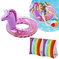 Purple Unicorn Inflatable Pool Floats for Kids,Unicorn Rubber Rings for Girls 3-8 Years,Swimming Pool Float Toy Inflatable Swimming Ring for Summer Pool Water Party