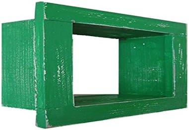 Wood/Wooden Shadow Box Display - 9" x 6" - Green - Decorative Reclaimed Distressed Vintage Appeal