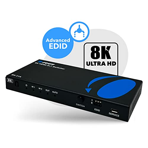 Image of OREI 8K HDMI 2.1 Switch 4K @ 120hz Switcher 2 in 1 Out, Optical Audio Extractor 48Gbps for Xbox Series X PS5 Roku Fire TV Monitor Projector Dolby | hdmi switch with audio extractor, hdmi 2 in 1 out, Audio Out, HDCP 2.3, Gaming & Streaming, IR Remote, Plug & Play