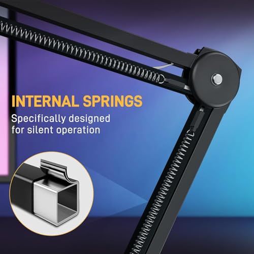 Image of MAONO Microphone Boom Arm: Heavy Duty Adjustable Metal Suspension mic stand with Upgraded Desk Clamp and 3 /8 inch to 5 /8 inch Screw Adapter for Podcasting Recording Streaming Gaming - BA37