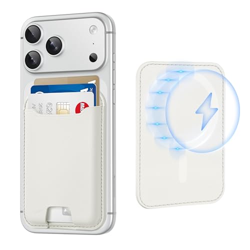 TopMade for Magsafe Wallet, Strongest Magnetic Card Holder for iPhone 17, iPhone 16/15/14/13/12 Series, Leather Magnetic Phone Wallet with Powerful Magnets, RFID Blocking, Fit 4 Cards, Milky White