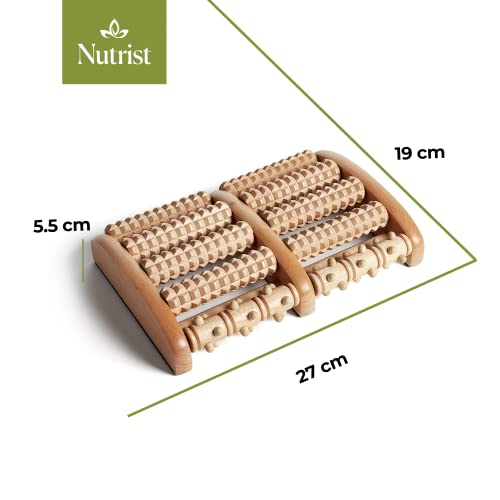 Nutrist® Fußmassageroller Holz zur Stressreduzierung und Entspannung mit. Fußreflexzonenkarte | Fußmassage einfach für Zuhause | Fußreflexzonenmassage Gerät - Image 3