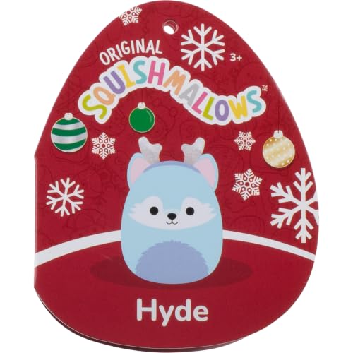 Image of Squishmallows Original 12in Hyde the Blue Wolf with Silver Antlers - Official Jazwares Holiday Plush