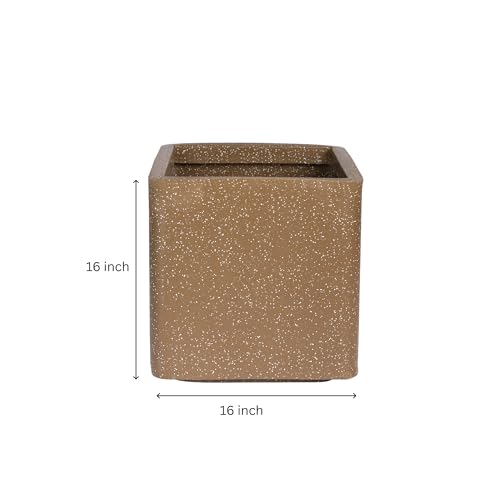 Image of ROTO Box Square Planter Pot Set | Premium LLDPE Outdoor Indoor Plant Pots | Modern Decorative Garden Planters for Home Balcony Office Patio (Dot Brown, 4 - (16X16X16 inch), Set of 1)