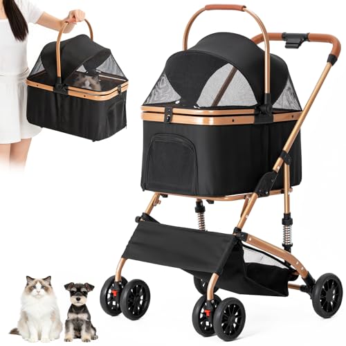 MOTOSTAR ペットカート ペットバギー 分離型 小型犬 中型犬 猫 犬 カート 多頭 取り外し可能 多機能 折りたたみ ４輪 前輪360°回転 組み立て簡単 軽量 耐荷重20KG 介護用 お出かけ 散歩 日本語取扱説明書付き