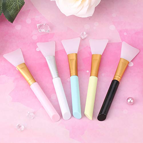 5 Pieces Silicone Facial Mask Brushes Facial Flexible Facial Mud Mask Applicator Brush, Hairless Moisturizers Applicator Tools Mixed Mask brush