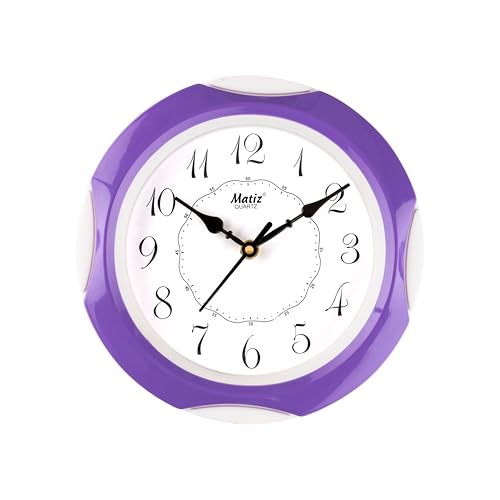 Image of Matiz Analog 30 cm X 30 cm Wall Clock | Brown | with Glass | Standard| 118 Purple